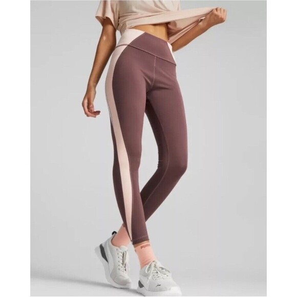 Puma Drycell Evostripe Purple Athletic Pants Leggings High Waist Tight Fit Small - Picture 1 of 11